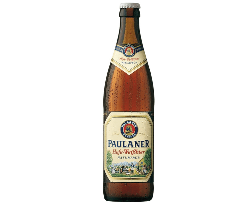 botellín de cerveza Paulaner